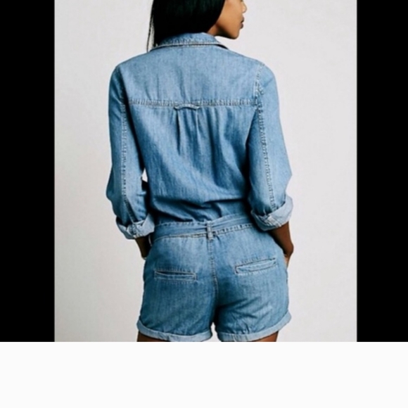 Free People Revolve Chambray Drapery short tails SZ.S - Picture 2 of 9